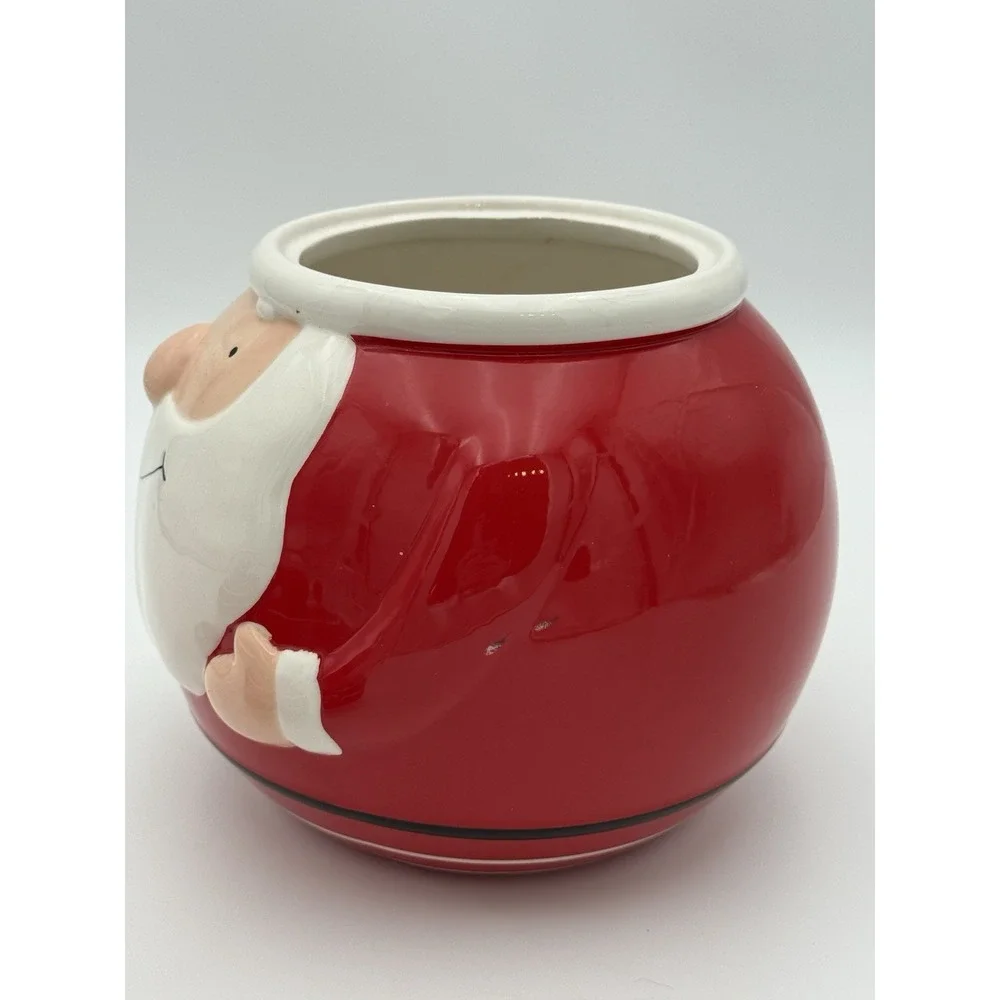 Ceramic Santa Claus Cookie Or Candy Jar Christmas Holiday approx. 10